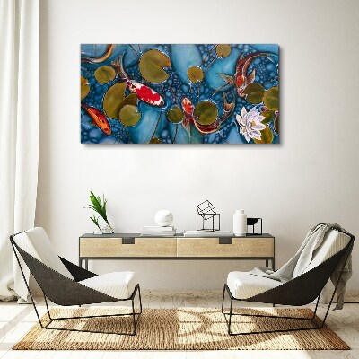Tablou canvas Koi printre nuferi