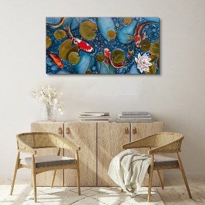 Tablou canvas Koi printre nuferi