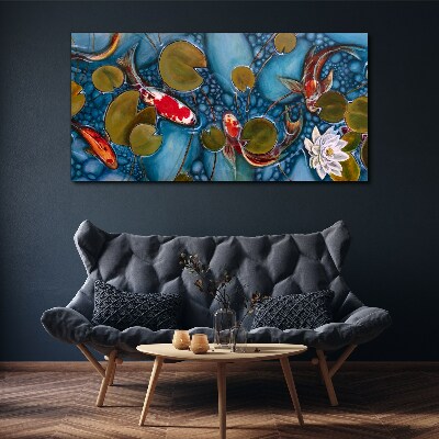 Tablou canvas Koi printre nuferi