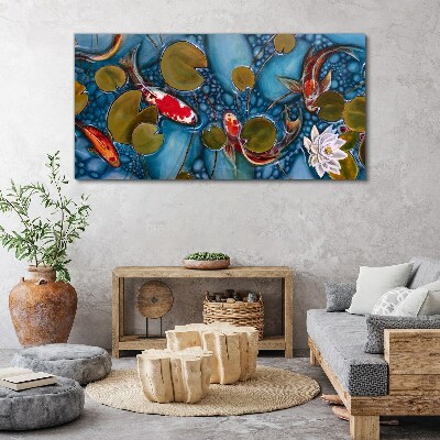 Tablou canvas Koi printre nuferi
