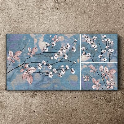 Tablou canvas Ramuri florale pe fond albastru