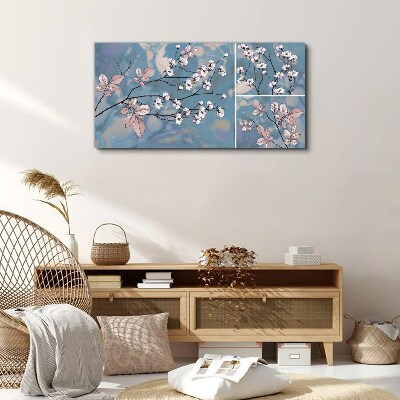 Tablou canvas Ramuri florale pe fond albastru