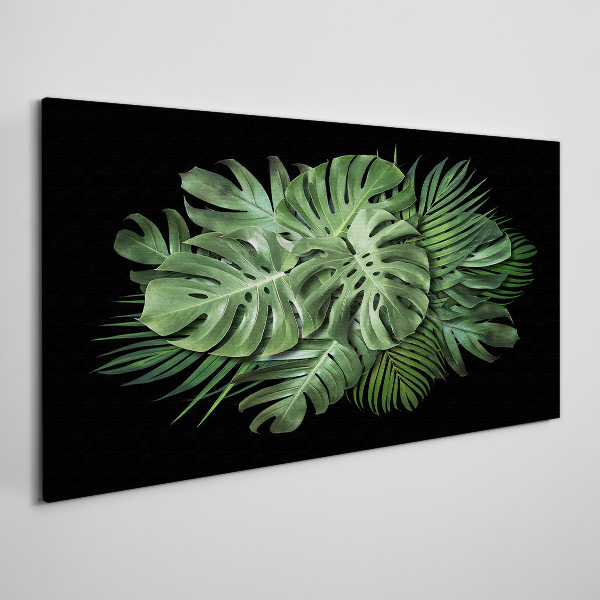Tablou canvas Verde tropical pe fundal negru