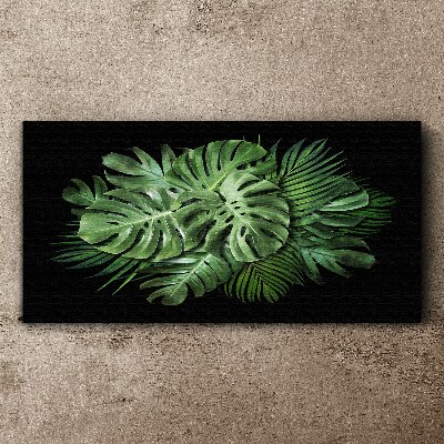 Tablou canvas Verde tropical pe fundal negru