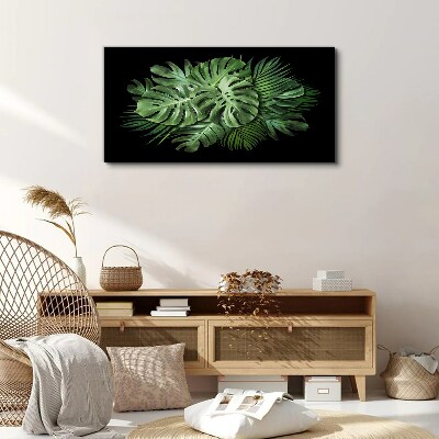 Tablou canvas Verde tropical pe fundal negru