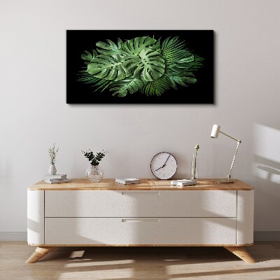 Tablou canvas Verde tropical pe fundal negru