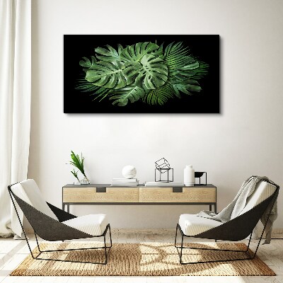 Tablou canvas Verde tropical pe fundal negru