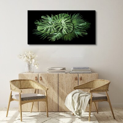 Tablou canvas Verde tropical pe fundal negru