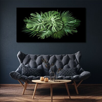 Tablou canvas Verde tropical pe fundal negru