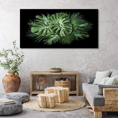Tablou canvas Verde tropical pe fundal negru