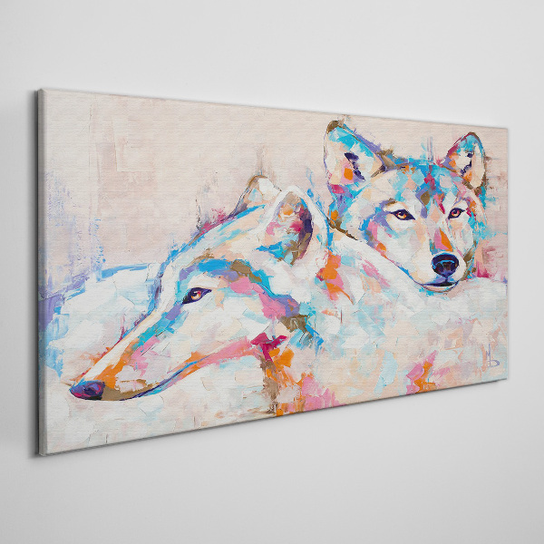 Tablou canvas Lupi colorați în tonuri pastelate