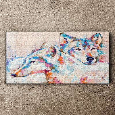 Tablou canvas Lupi colorați în tonuri pastelate