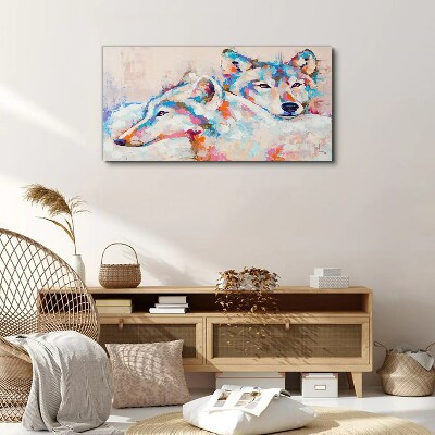 Tablou canvas Lupi colorați în tonuri pastelate