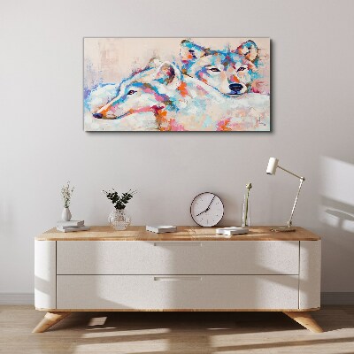 Tablou canvas Lupi colorați în tonuri pastelate