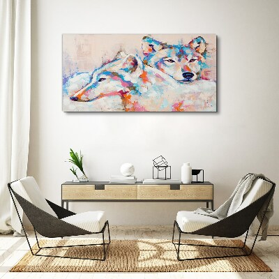 Tablou canvas Lupi colorați în tonuri pastelate