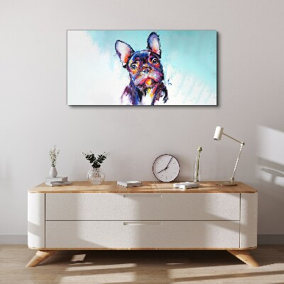 Tablou canvas Portretul colorat al unui buldog francez