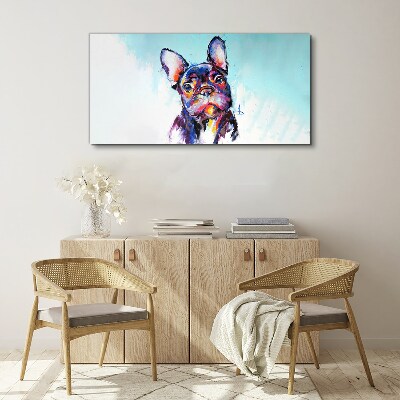 Tablou canvas Portretul colorat al unui buldog francez