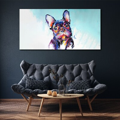 Tablou canvas Portretul colorat al unui buldog francez