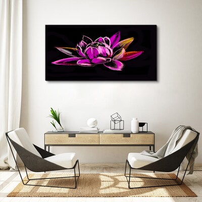 Tablou canvas Floare de lotus pe fundal negru
