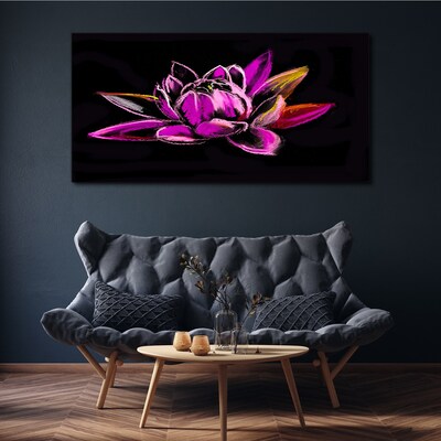 Tablou canvas Floare de lotus pe fundal negru