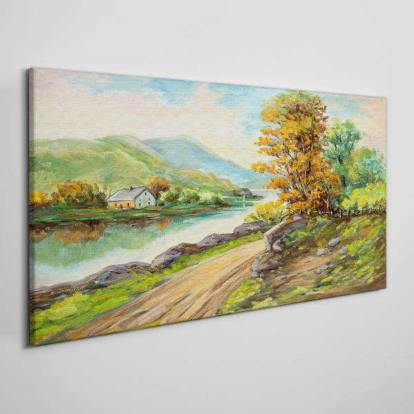 Tablou canvas Un peisaj liniștit lângă râu