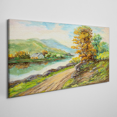 Tablou canvas Un peisaj liniștit lângă râu