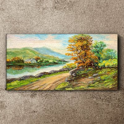 Tablou canvas Un peisaj liniștit lângă râu