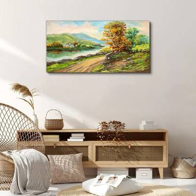 Tablou canvas Un peisaj liniștit lângă râu