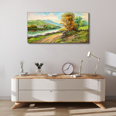 Tablou canvas Un peisaj liniștit lângă râu