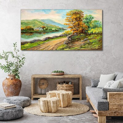 Tablou canvas Un peisaj liniștit lângă râu