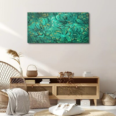 Tablou canvas Flori verzi cu accente aurii