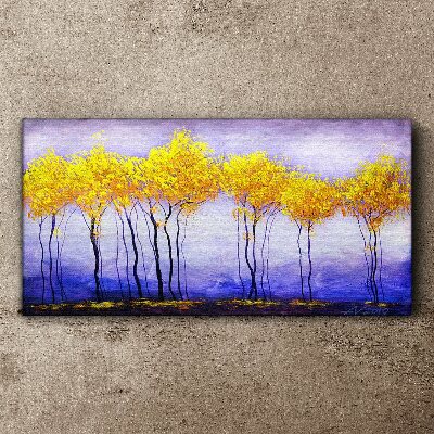 Tablou canvas Copaci de aur într-un peisaj violet