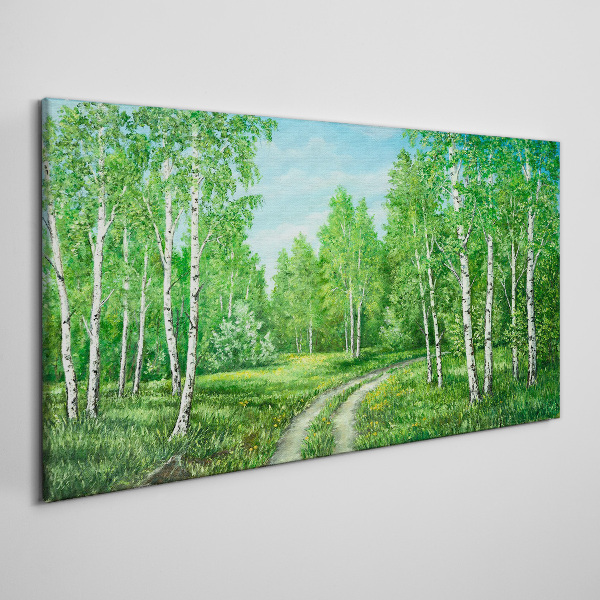 Tablou canvas Pădure verde cu mesteceni albi