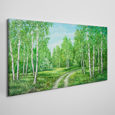 Tablou canvas Pădure verde cu mesteceni albi