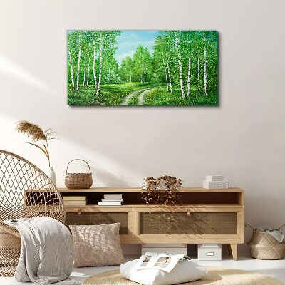 Tablou canvas Pădure verde cu mesteceni albi