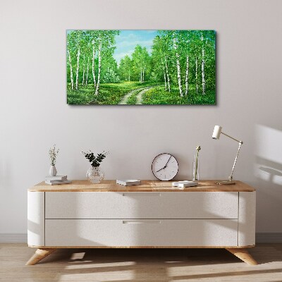 Tablou canvas Pădure verde cu mesteceni albi
