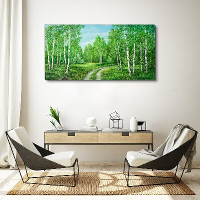 Tablou canvas Pădure verde cu mesteceni albi