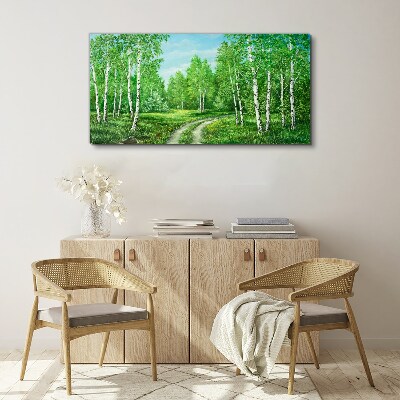 Tablou canvas Pădure verde cu mesteceni albi