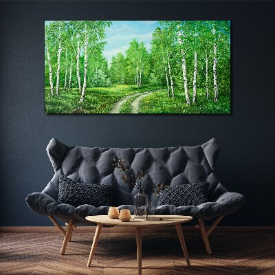 Tablou canvas Pădure verde cu mesteceni albi