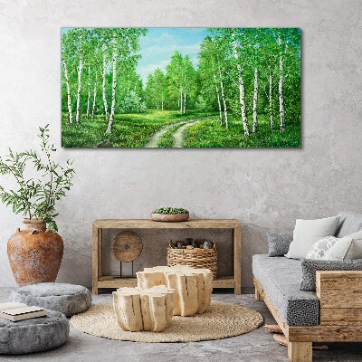 Tablou canvas Pădure verde cu mesteceni albi