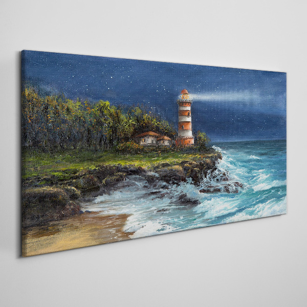 Tablou canvas Un far într-o mare furtunoasă