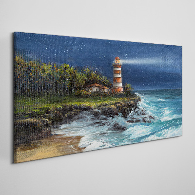 Tablou canvas Un far într-o mare furtunoasă