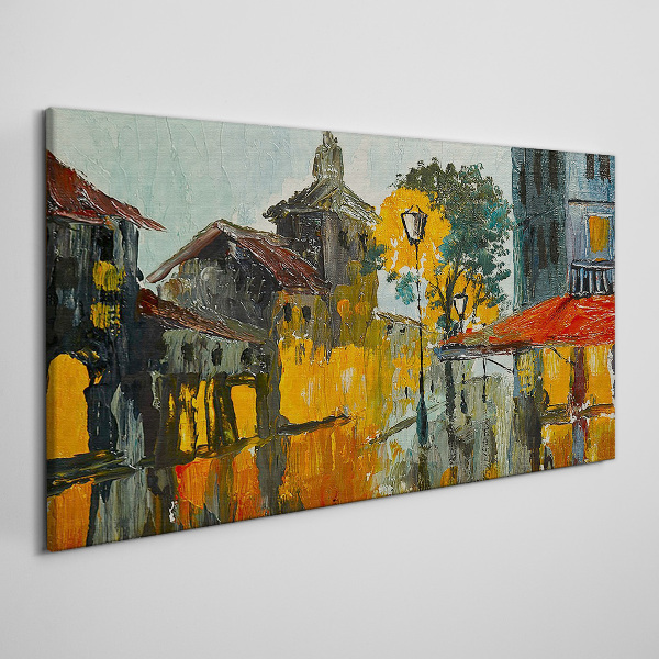Tablou canvas Reflecția aurie a peisajului urban