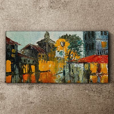 Tablou canvas Reflecția aurie a peisajului urban