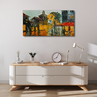 Tablou canvas Reflecția aurie a peisajului urban