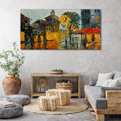 Tablou canvas Reflecția aurie a peisajului urban