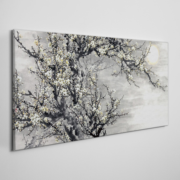 Tablou canvas O ramură înflorită într-un ton monocromatic