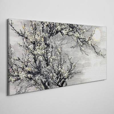 Tablou canvas O ramură înflorită într-un ton monocromatic