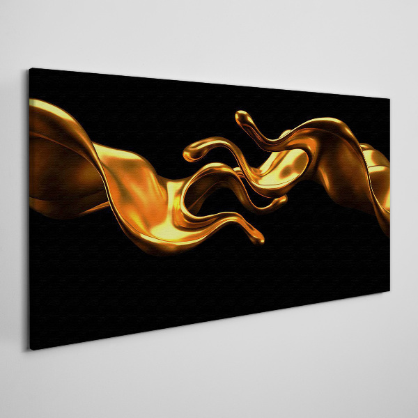 Tablou canvas Valuri aurii pe un fundal negru