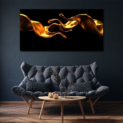 Tablou canvas Valuri aurii pe un fundal negru